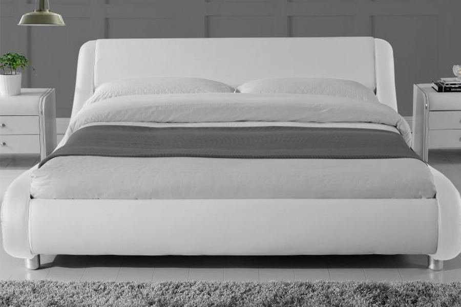 1140 إطار سرير خشبي من الجلد الصناعي PU سرير منجد