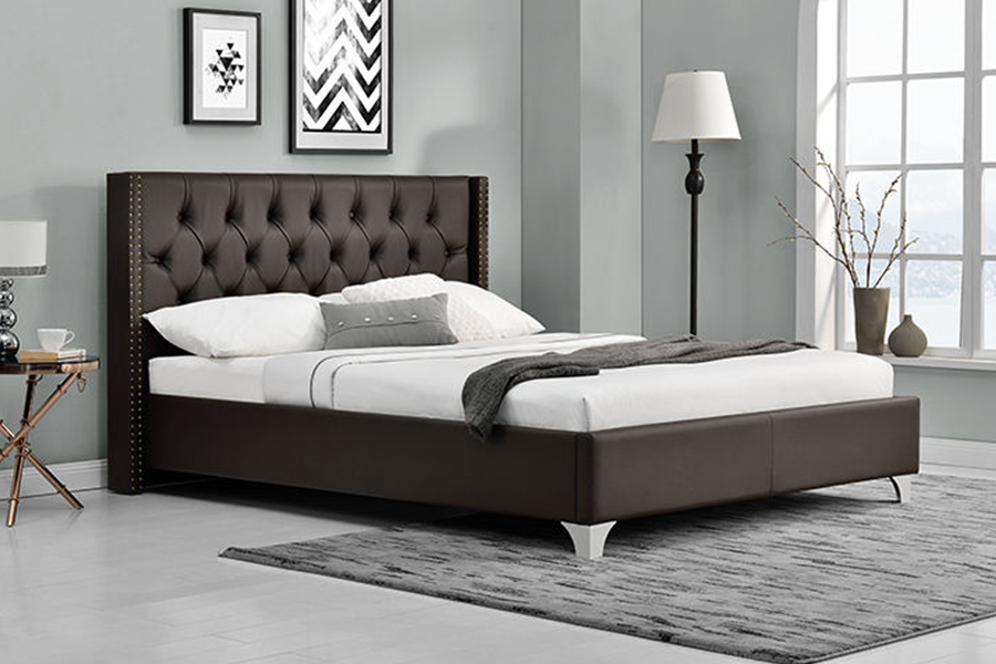 1210 سرير منجد بتصميم كلاسيكي على شكل جناح
