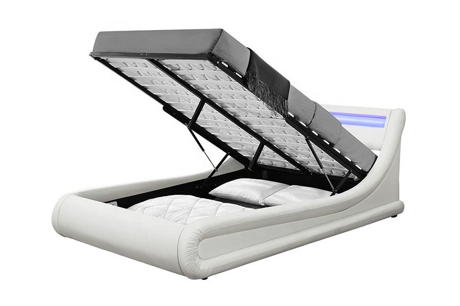 1138-1G سرير عثماني مصنوع من جلد البولي يوريثان LED يشبه الموجة 1138-1G